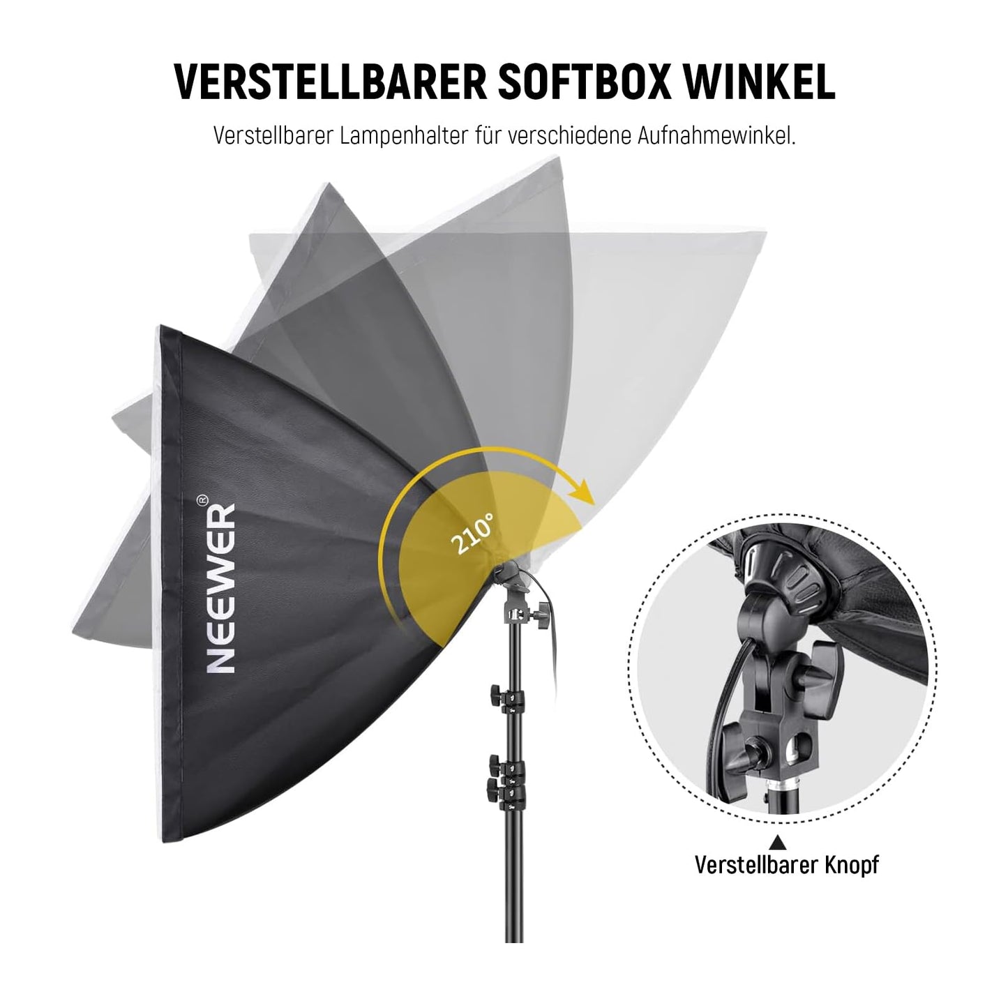 NEEWER softbox lighting set, equivalent to 700W, pack of 2 5700K LED light bulbs, 24 x 24 inch softboxes with E27 socket, photography continuous light set, photo studio equipment - Neewer