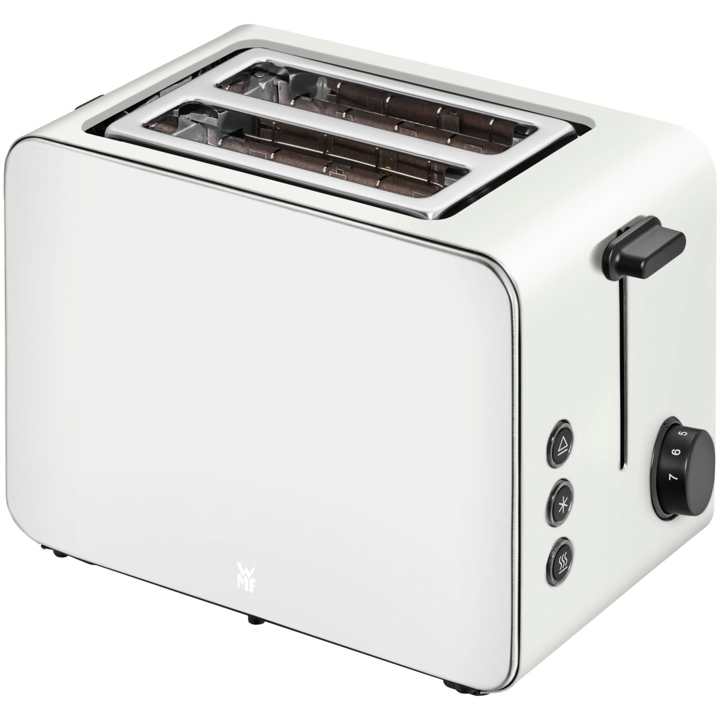 WMF Stelio toaster 2 slices stainless steel, double slot with bread roll attachment, bagel function, 7 browning levels, 900 W, matt white stainless steel - 414210001