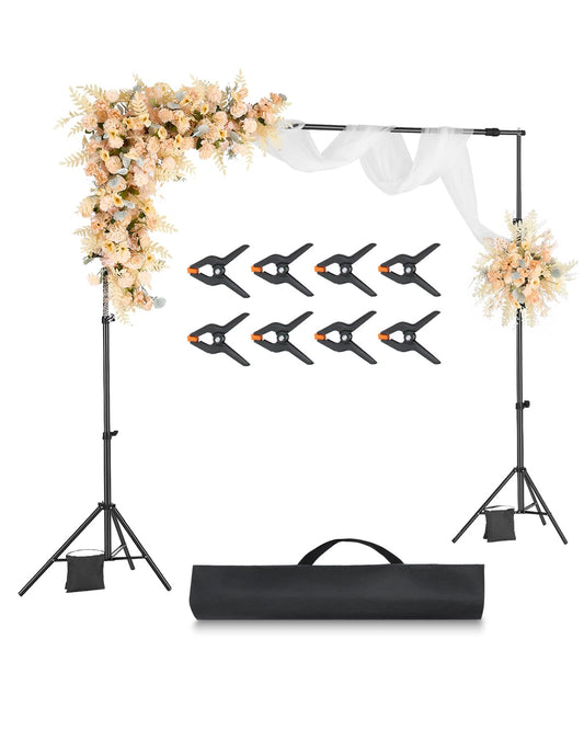 VEVOR Background Stand Adjustable Photo Background Stand (Background Cloth: 213x300cm), Portable Background Stand with Poles, Screen Stand for Product Photography Studio Photography - BJJ-0710
