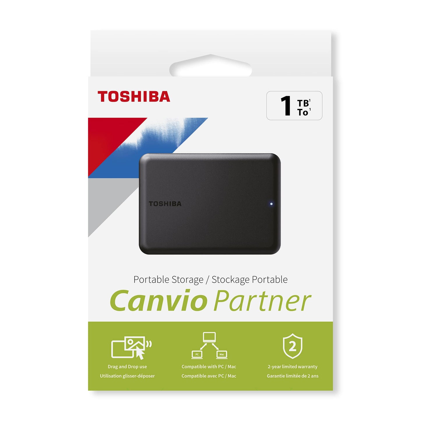 TOSHIBA Canvio Partner 1TB - Portable external hard drive, USB 3.2, compatible with Mac and Windows. (HDTB510EK3AB)