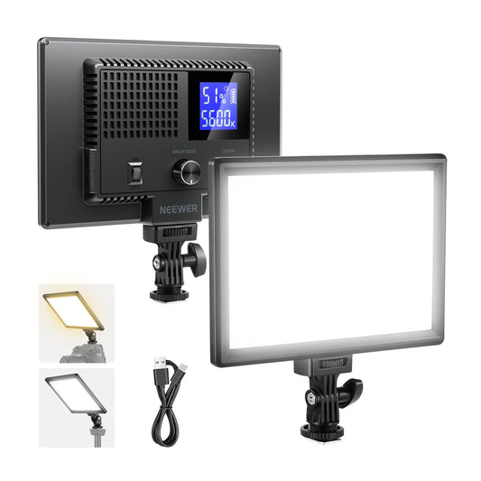 NEEWER Basics 9" LED Panel Video Light, 3200-5600K Edge Lit Photo Light, Dimmable Camera Soft Key Light, CRI95+ 800Lux, 4000mAh Rechargeable for Video Recording Streaming Selfies Vlogs Studio, NL-120B