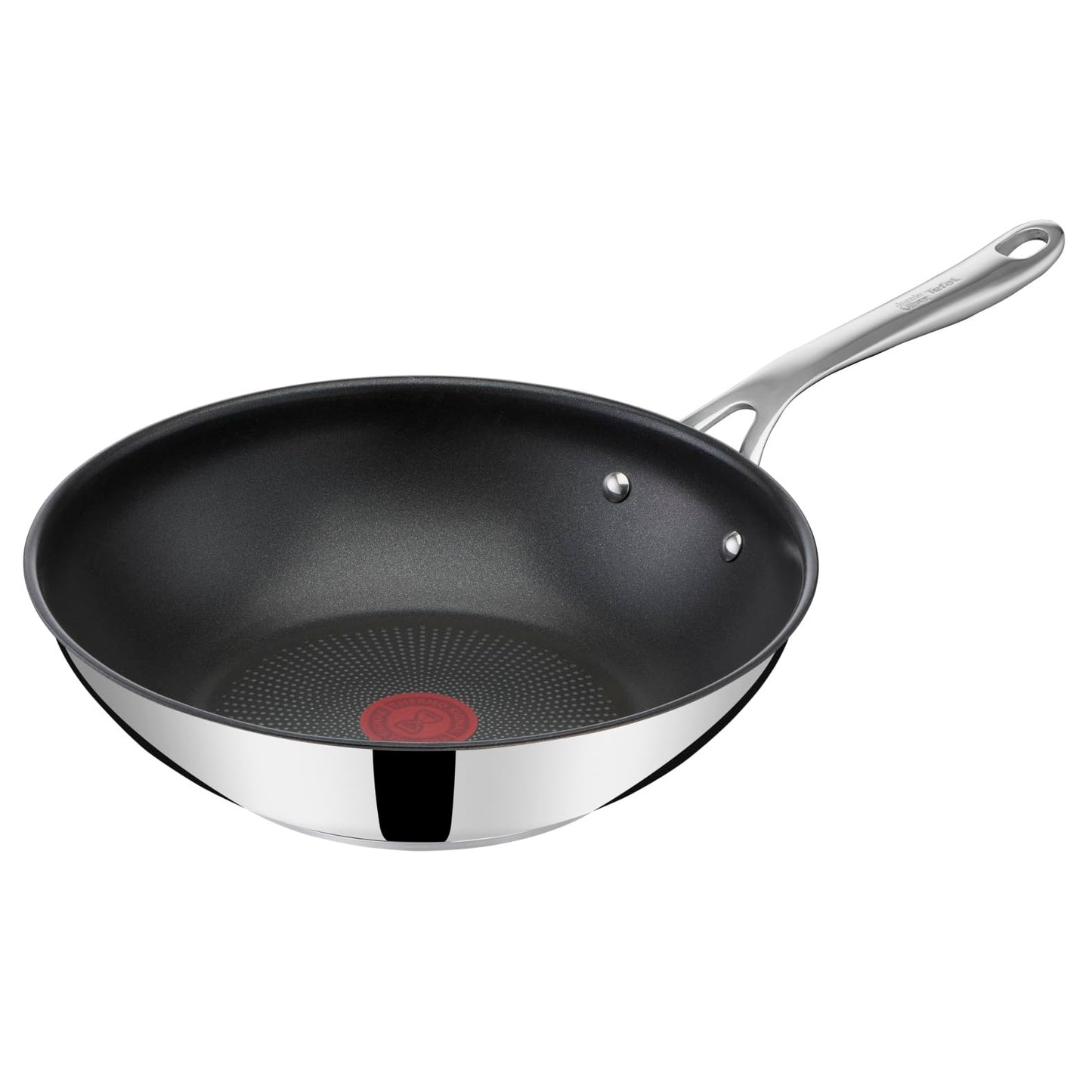Tefal Jamie Oliver Cook's Direct On wok pan, 28 cm, durable non-stick coating, thermal signal, riveted handle, suitable for induction, stainless steel, E3041934