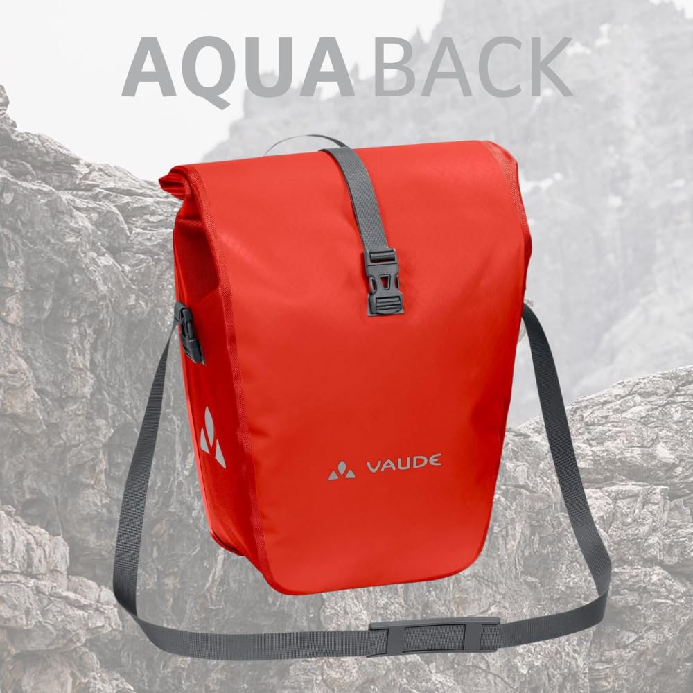 VAUDE bicycle bag for luggage rack Aqua Back Single 1 x 24 L in orange, rear wheel bag waterproof, bicycle luggage rack bag at the back, easy attachment - Made in Germany - 12413