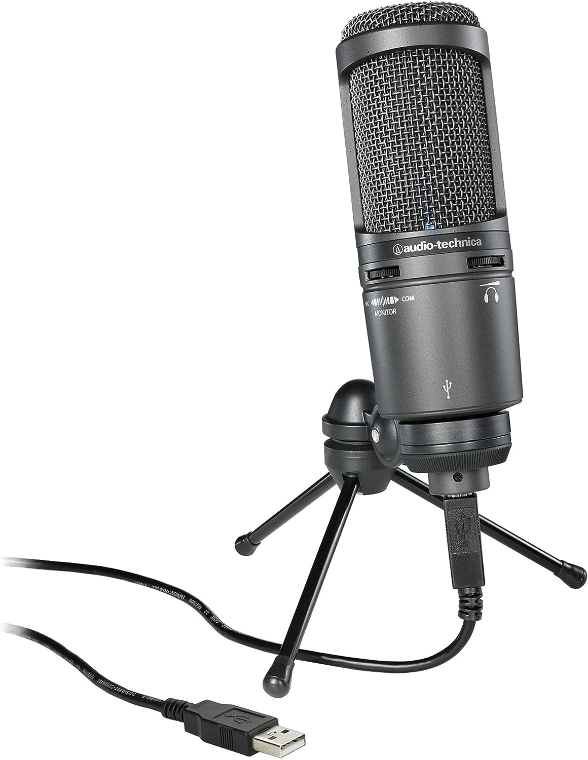 Microfon cu condensator Audio-Technica AT2020USB+USB cu caracteristică direcțională cardioidă negru