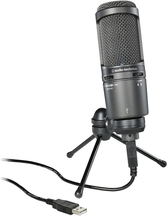 Microfon cu condensator Audio-Technica AT2020USB+USB cu caracteristică direcțională cardioidă negru