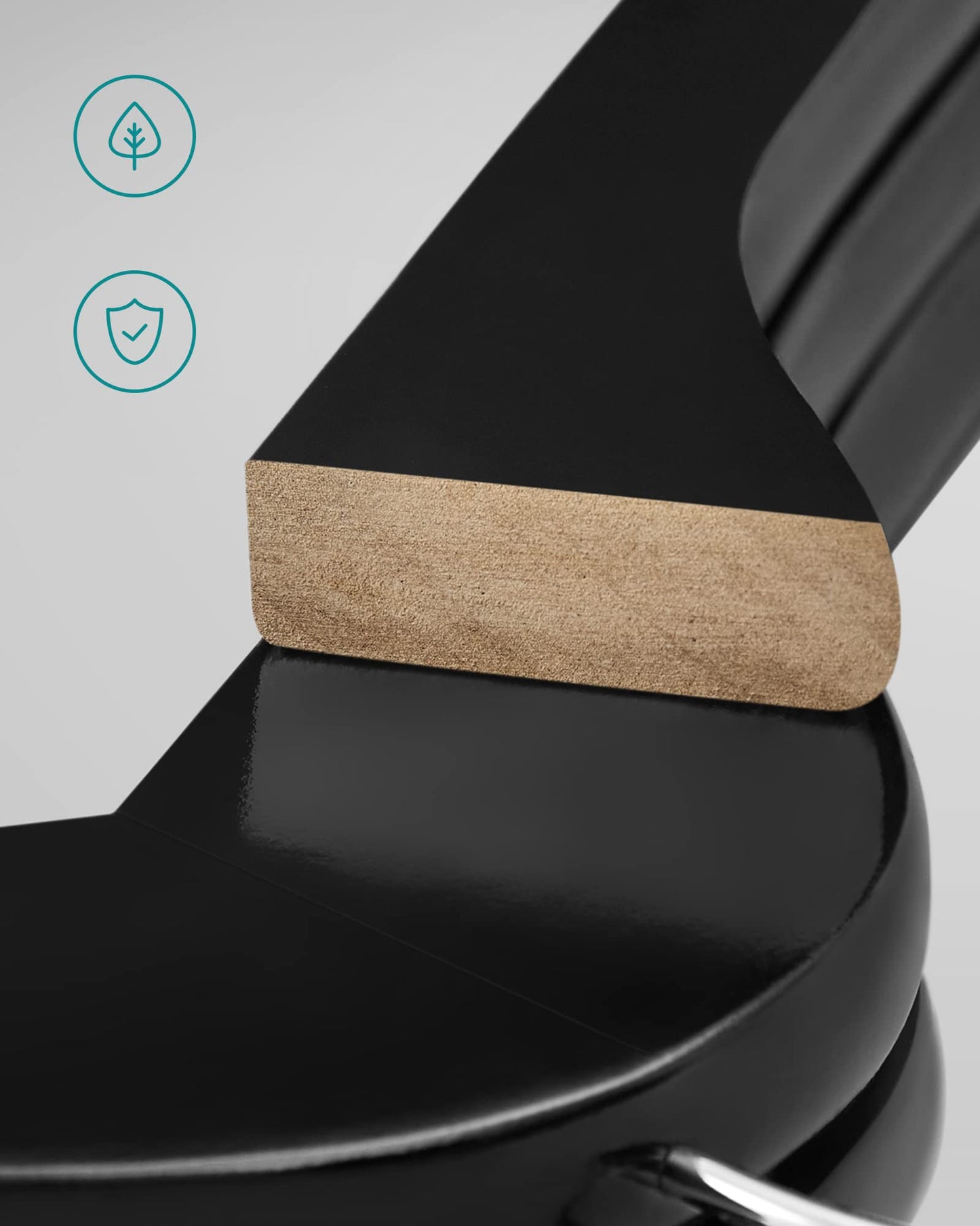 SONGMICS wooden clothes hangers, set of 50, hangers made of solid wood, notches in the shoulder area, non-slip trouser bar, 360° rotating hook, for suits, shirts, black-silver CRW02B-50