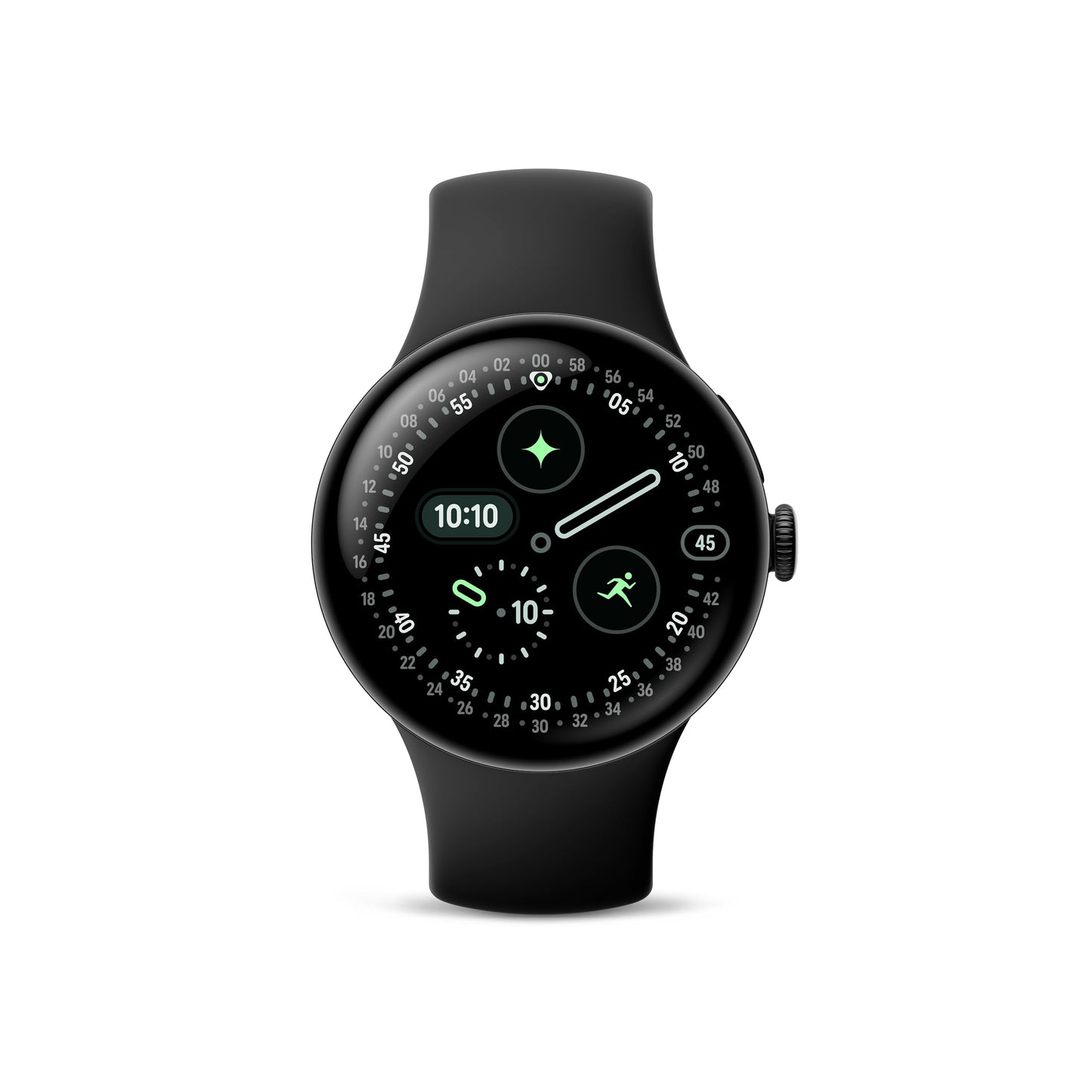 Google Pixel Watch 4 (41mm) - Curved Android smartwatch with fitness tracking and Gemini support - Matte Black aluminum body - Obsidian sports band - Wi-Fi