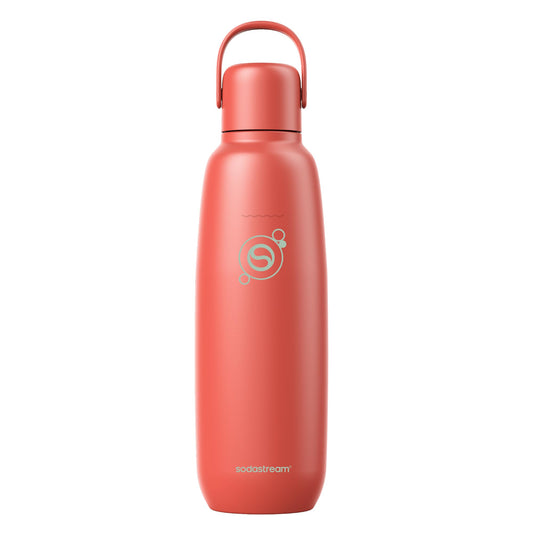 Sodastream Fizz & Go Sticlă pentru sifon din oțel inoxidabil 0.9L Termos cu perete dublu, izolat, menține băuturile calde și reci, pentru băuturi carbogazoase, compatibil cu DUO, TERRA, ART, ENSO, Papaya Orange - 1062418440