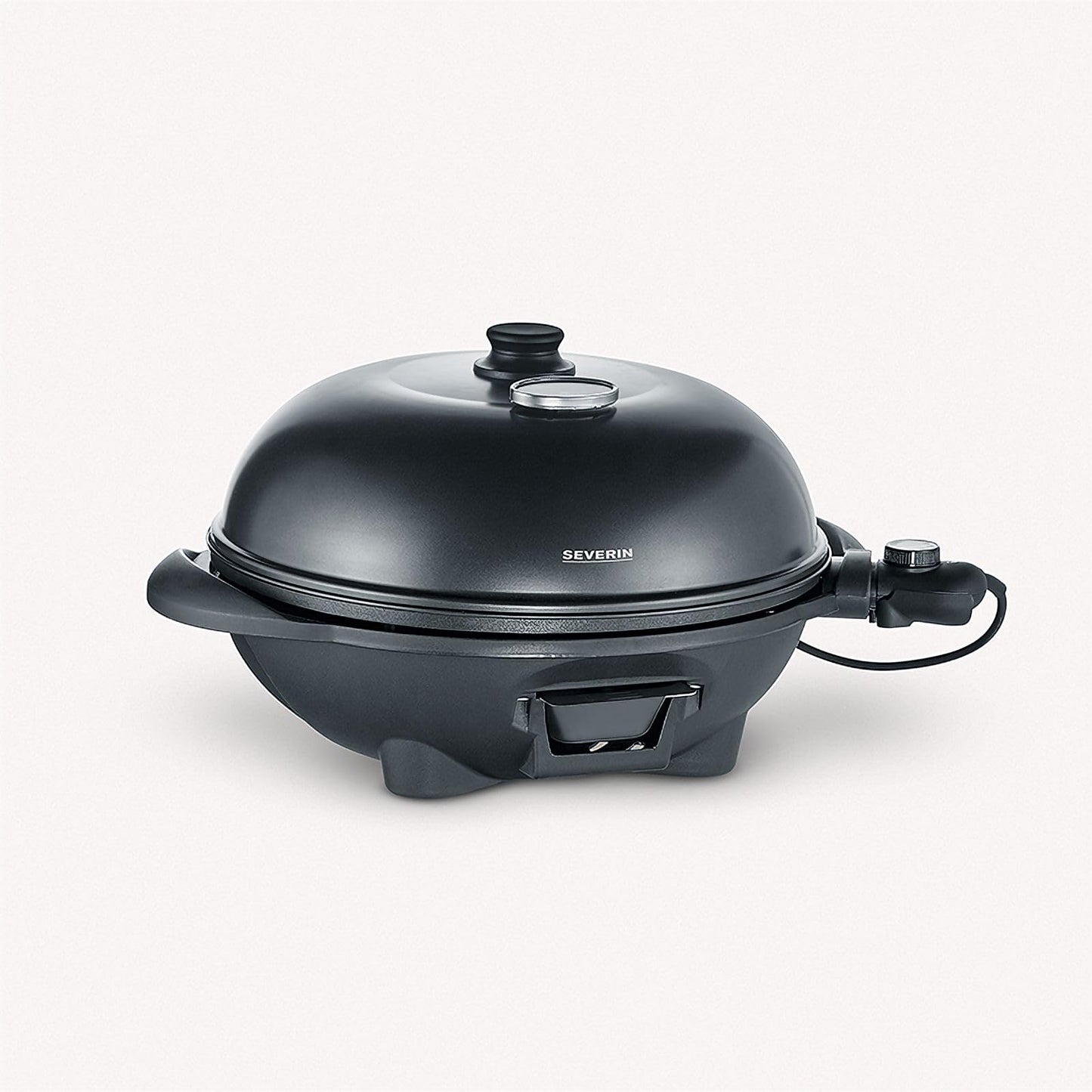 SEVERIN barbecue/freestanding grill with hood, electric grill with thermostat, grill plate with ceramic coating, 2,000W, grill surface Ø 41 cm, matt black, PG 8541