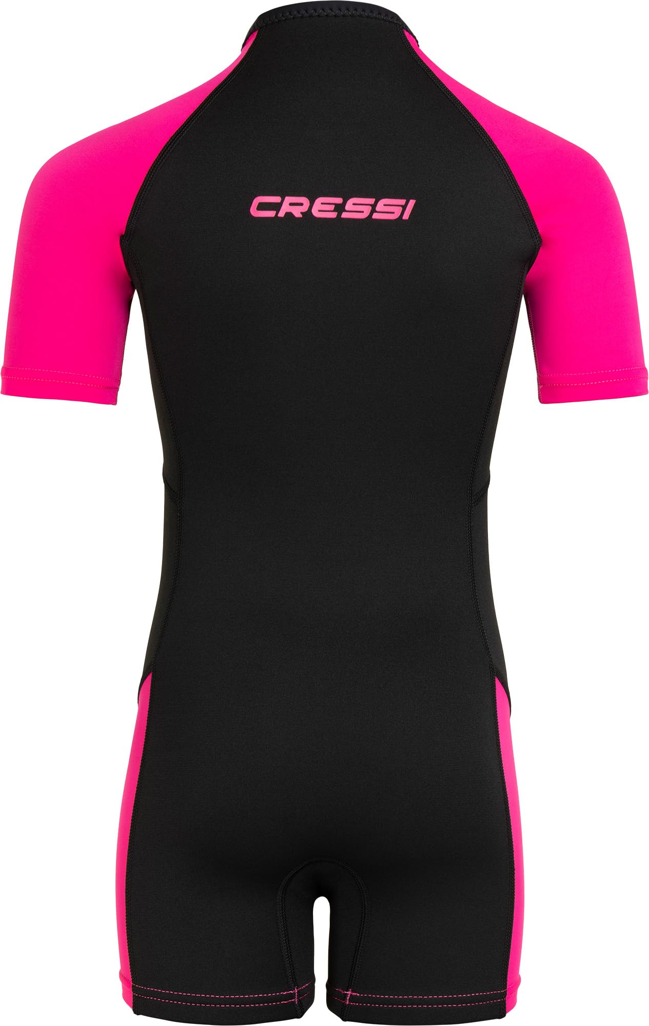 Cressi Shorty 2mm children's wetsuit - children's swimming suit with UV, cold protection, jellyfish protection - swimming suit for girls and boys - black/pink - 7/8 years - DG003105