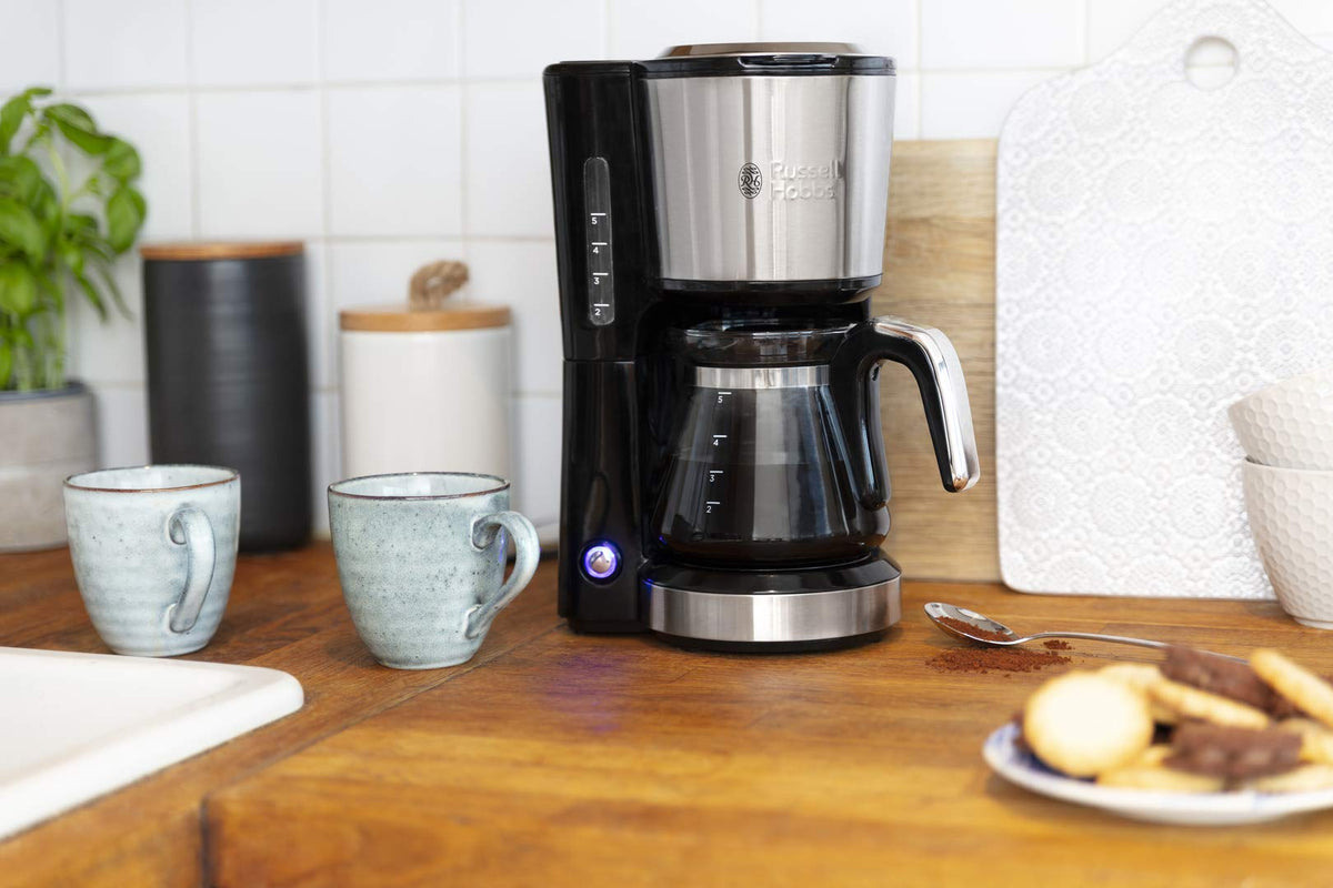 Russell Hobbs Filtru de cafea, 0,6 l, 5 căni, oțel inoxidabil și negru - 24210-56