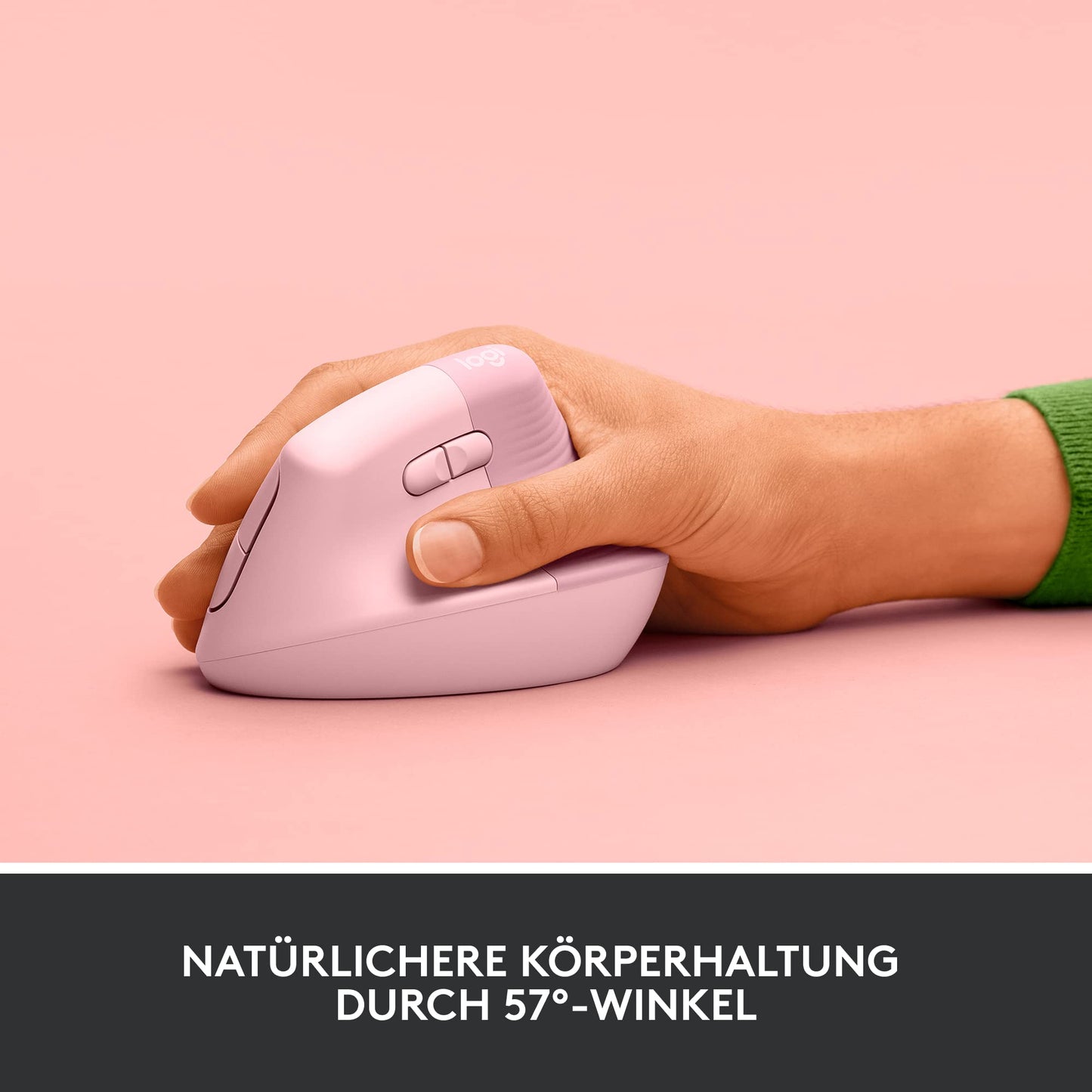 Logitech Lift Vertical Ergonomic Mouse, Wireless, Bluetooth or Logi Bolt USB Receiver, Quiet Clicks, 4 Buttons, Compatible with Windows/macOS/iPadOS, Laptop, PC - Pink - 910-006478