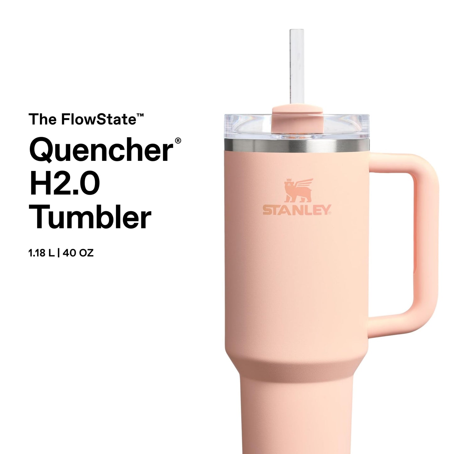 STANLEY 1913 Quencher H2.0 Flowstate Drinking Bottle with Straw 1.2L - Thermo Mug Cools Up to 11 Hours, 48 Ice Cooled - Thermos Bottle BPA Free Stainless Steel - Orange Cream - 100000115663