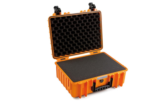 B&W International multi-purpose case Outdoor 5000 (PP.221) orange - with cube foam - waterproof (IP67), dustproof, impact-resistant, extremely robust - 5000/O/SI