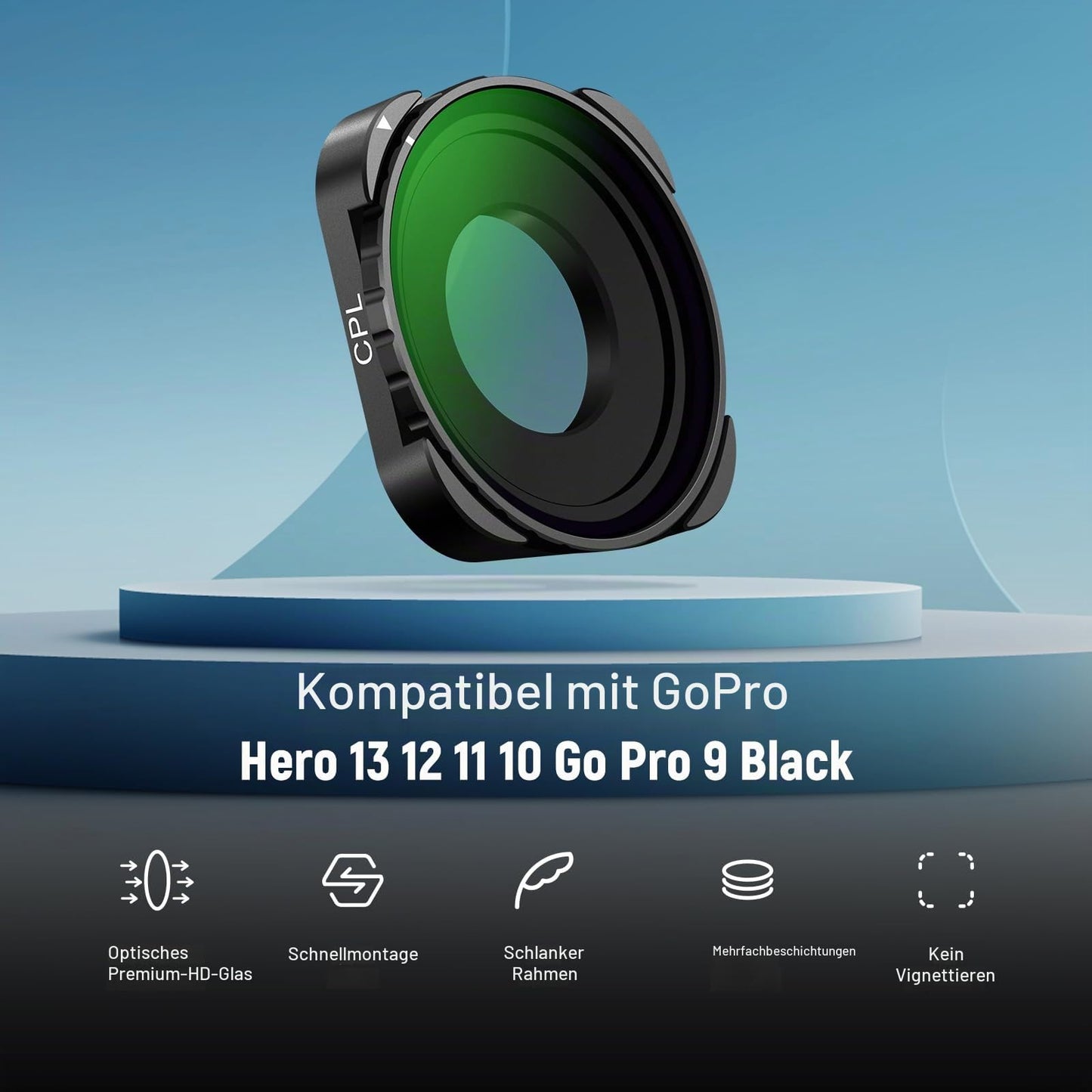 NEEWER Rotating CPL Filter for Hero 13, Multilayer Coated Optical HD Glass Action Camera Adjustable Circular Polarizer Polarization Filter Compatible with GoPro Hero 13 12 11 10 9, FL-GP23 - 10105599