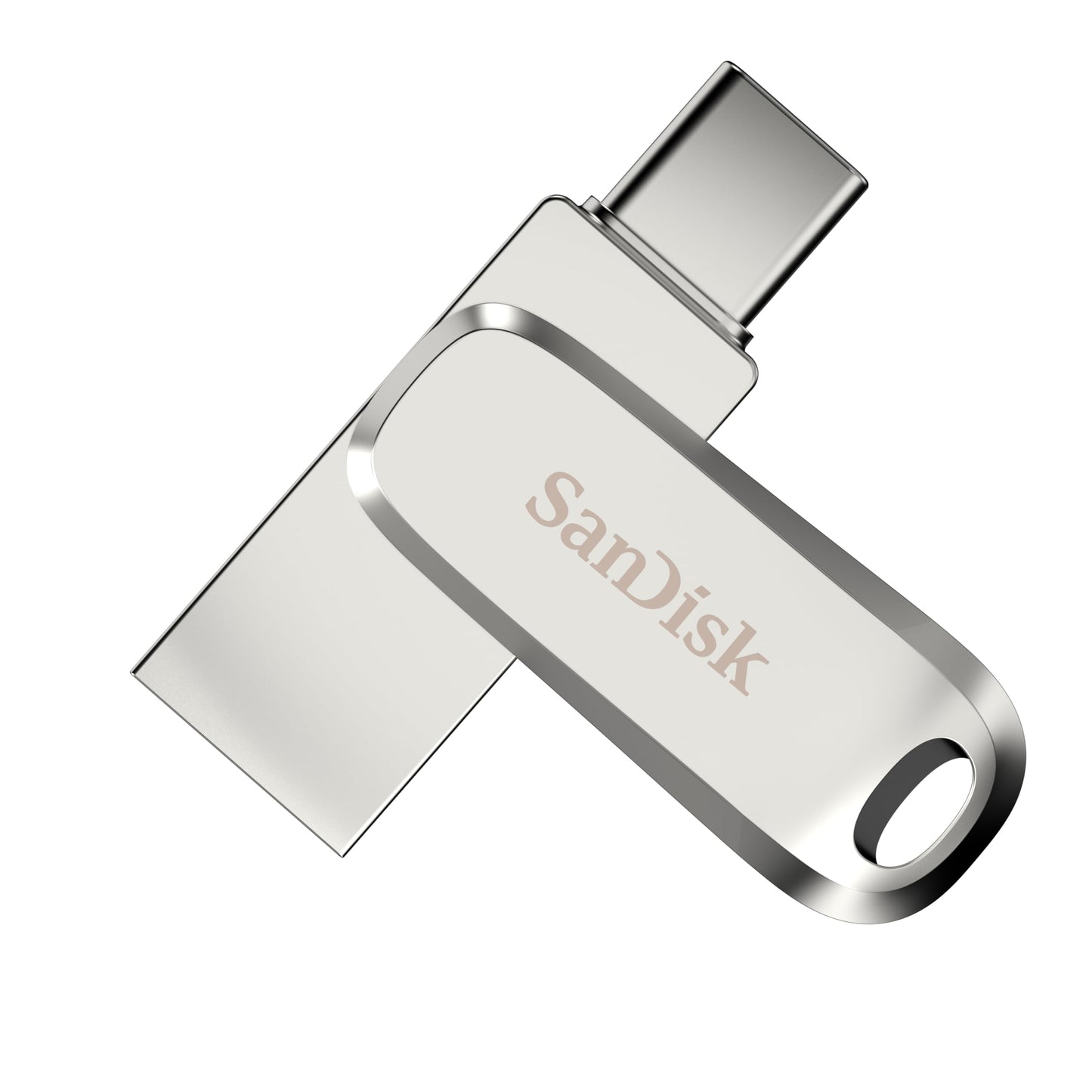 SANDISK Ultra Dual Drive Luxe 2 TB (USB Type-C & Type-A Drive, Smartphone Storage, Mobile Storage, USB 3.2 Gen 1, Rotating Design, 400 MB/s Read, SANDISK App) Silver - SDDDC4-2T00-G46