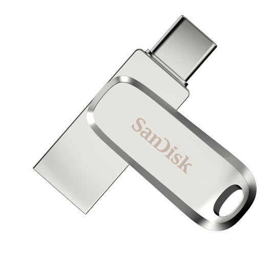 SANDISK Ultra Dual Drive Luxe 2 TB (USB Type-C & Type-A Drive, Smartphone Storage, Mobile Storage, USB 3.2 Gen 1, Rotating Design, 400 MB/s Read, SANDISK App) Silver - SDDDC4-2T00-G46