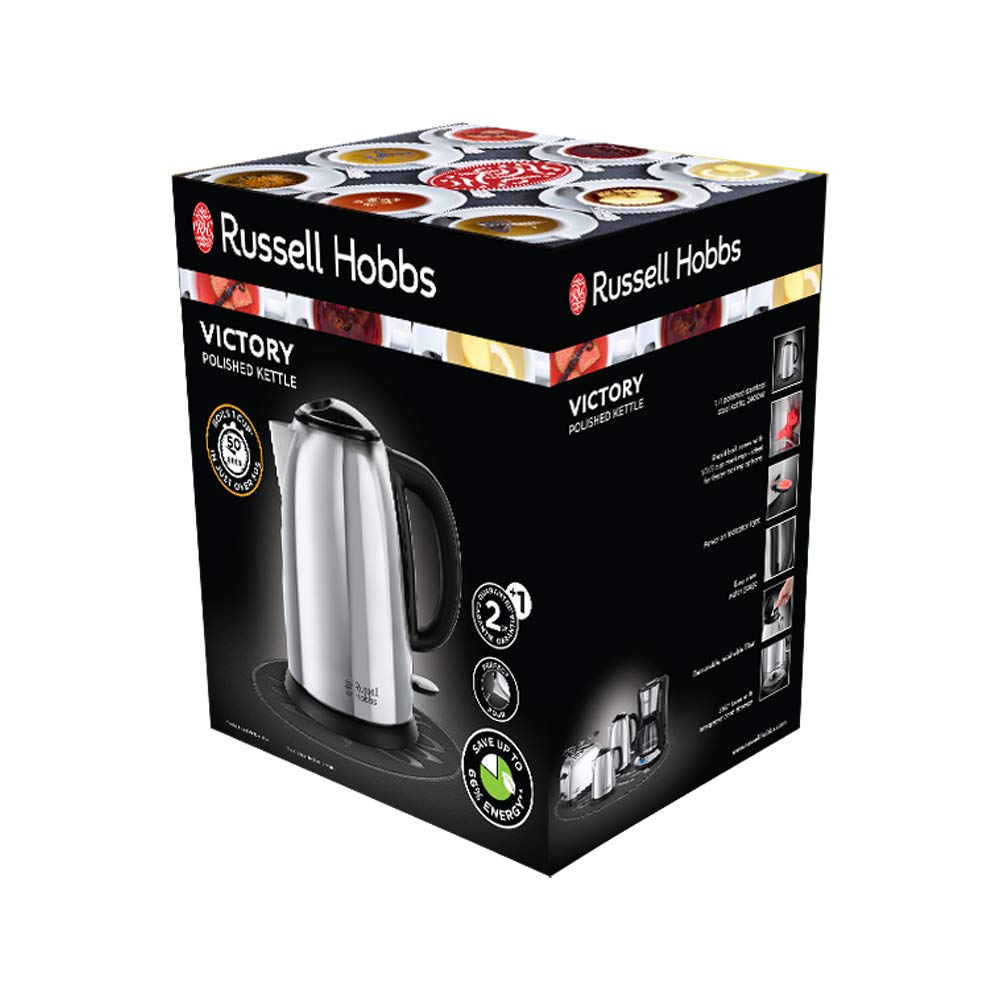 Russell Hobbs Victory Kettle, 1.7 l, 2400 Watt, Polished Stainless Steel - 23930-70