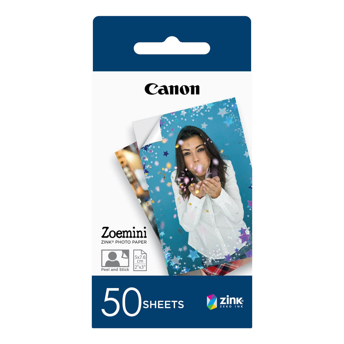 Canon Zoemini 2 „Printing Kit“ imprimantă foto, alb perluit & Zoemini 5 x 7,5 cm hârtie foto Zink | Pachet cu 50 de foi | Fără cerneală, fără efort. | Perfect pentru a distribui fotografii de amintiri