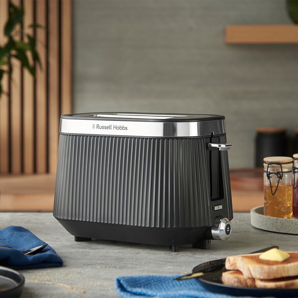 Russell Hobbs Toaster Brontë Black, 2-Slice, Matte Finish, Lift & Look - 26760-56
