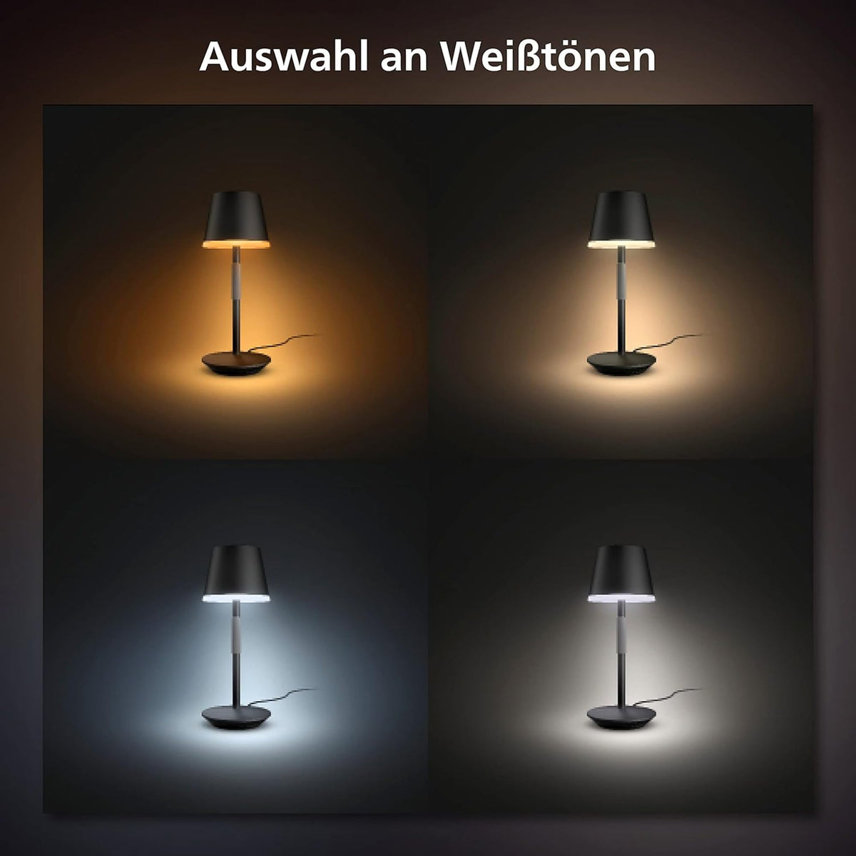 Philips Hue Go Table Lamp, for Indoor & Outdoor Use, Black - 929003128501