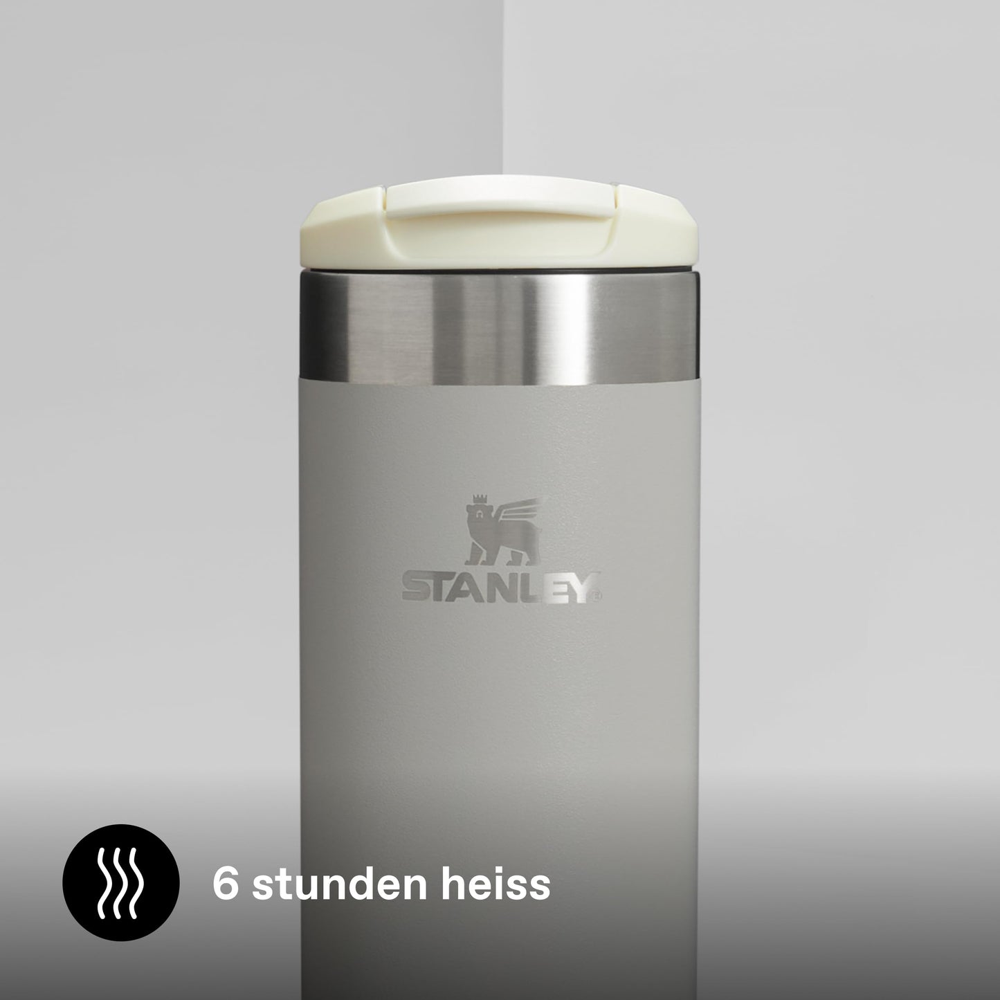 Stanley 1913 Aerolight Transit Thermo Mug 0.35L - Keeps Hot for 4 Hours - Dishwasher Safe - Coffee Mug To Go Leak-Proof - Compatible with Common Car Drink Holders - Thermos Flask - Ash - 100000108133