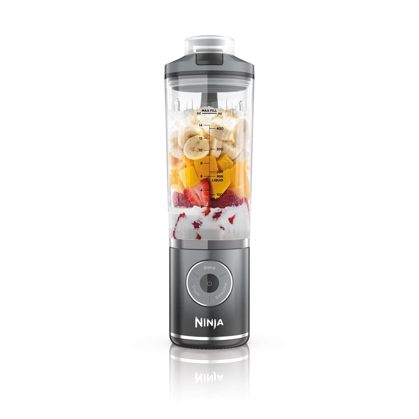 Ninja Blast Max Portable Blender/Smoothie Maker, 570ml, Rechargeable, Blending Cup & Leakproof Lid, 3 Functions, Smoothies, Protein Shakes, Cool Gray BC251EUGY