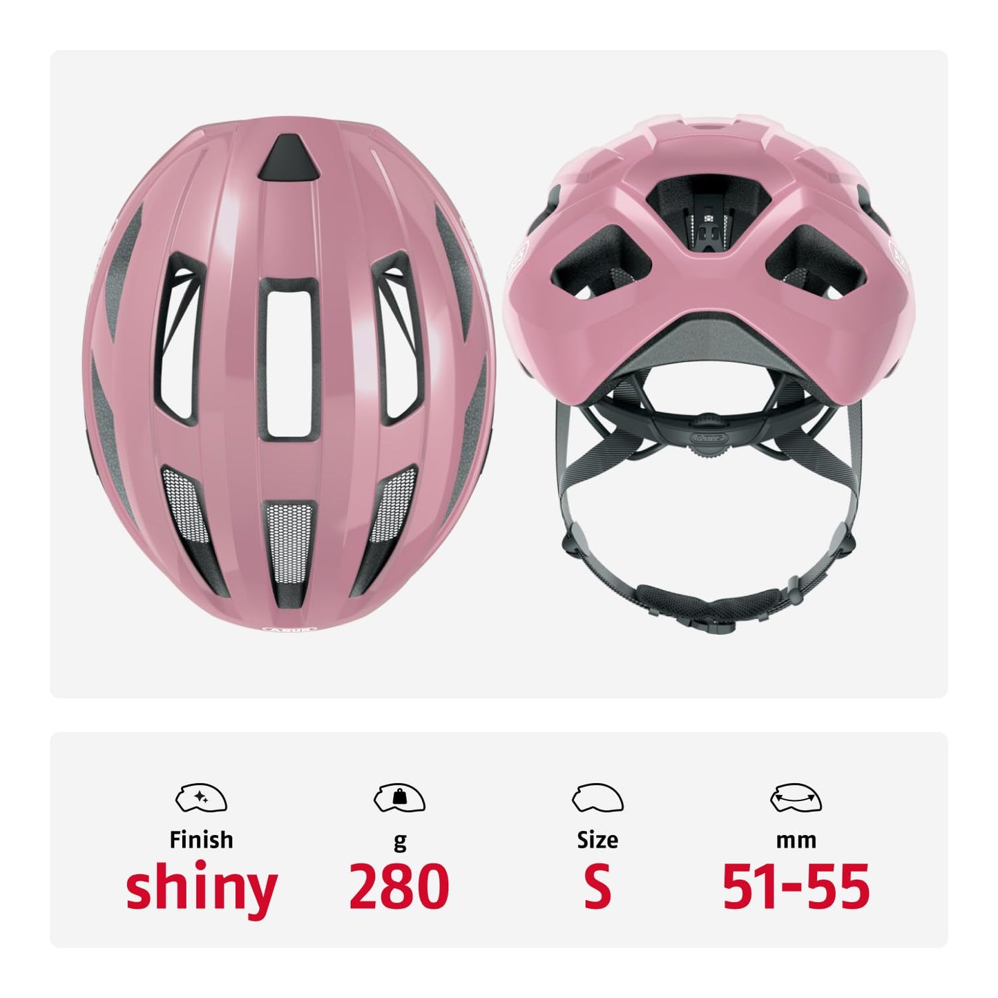 ABUS 67334 Bicycle Helmet, Pink (Shiny Rose), S (51-55 cm)