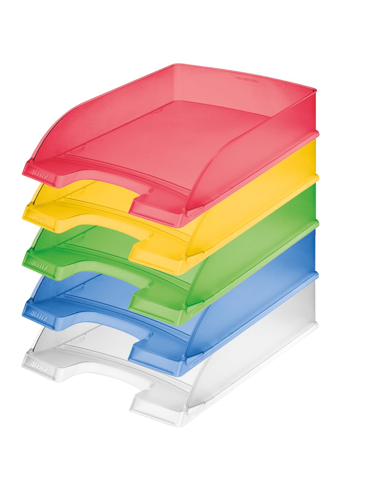 Leitz letter basket standard A4, pack of 5, letter tray in premium quality, stackable storage compartments as desk organiser, can be combined with Plus series, yellow frost, 52270010