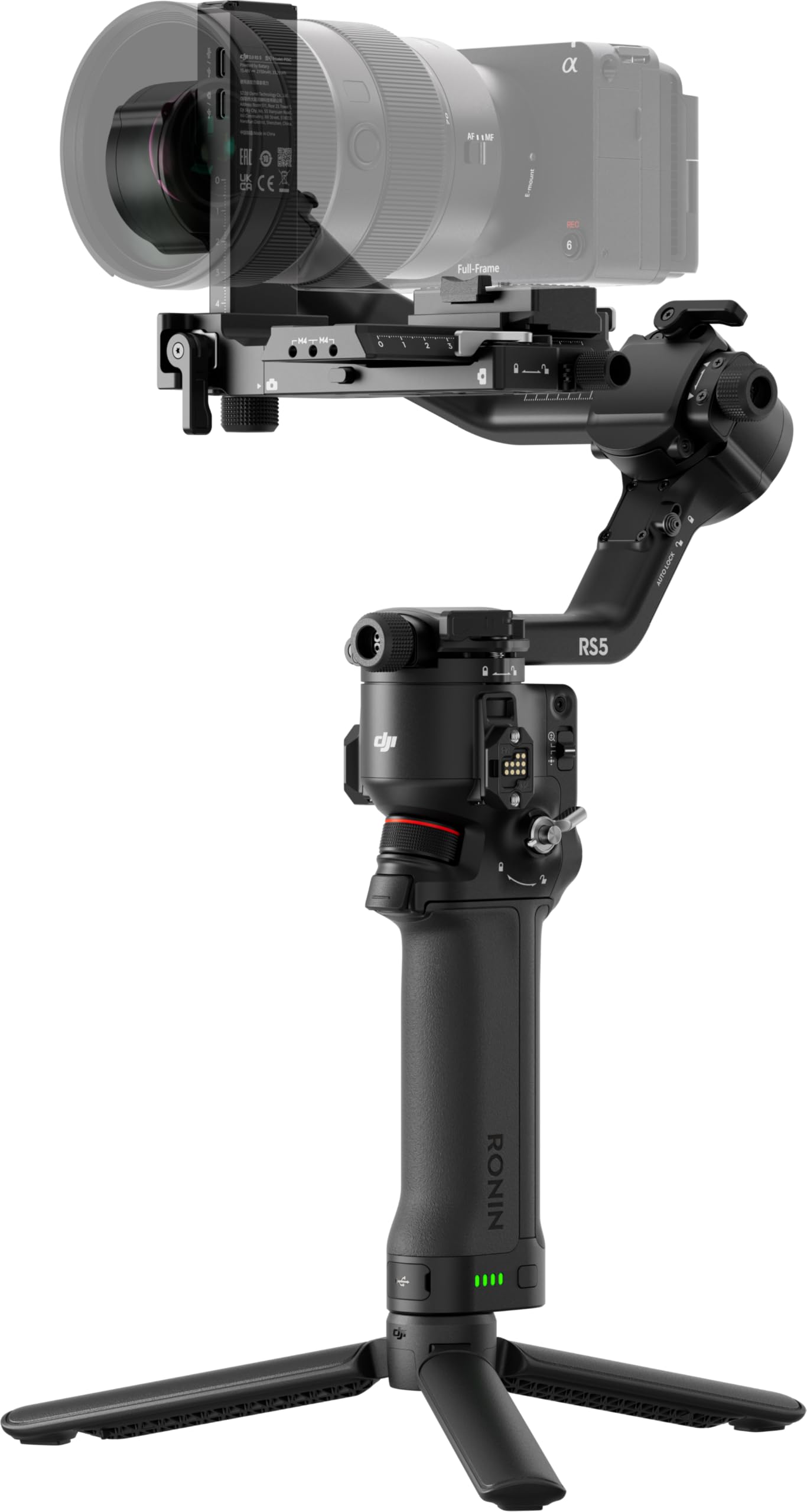 DJI RS 5 Combo, Gimbal Stabilizer for Canon, Sony, Panasonic, Nikon, Fujifilm Cameras, Intelligent Tracking, Electronic Briefcase Handle, Fine Tuning Knobs, New Z-Axis Display - P15C