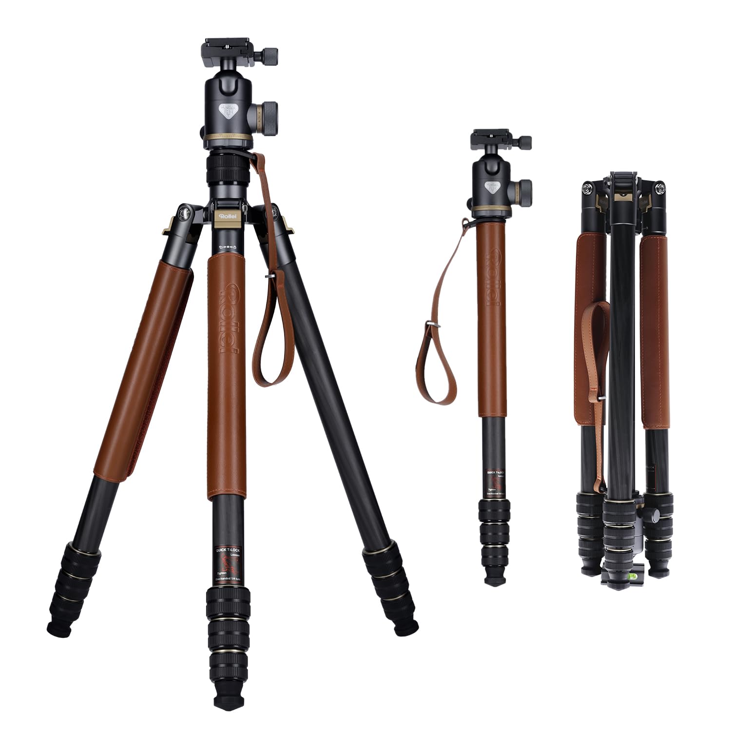 Rollei Camera Tripod C6i Carbon Heritage 174cm Tripod Camera 360° Ball Head Arca Swiss Compatible Tripod with Monopod Function Photo Tripod for DSLR & Smartphone, Camera Tripod Camera Tripod - 21662