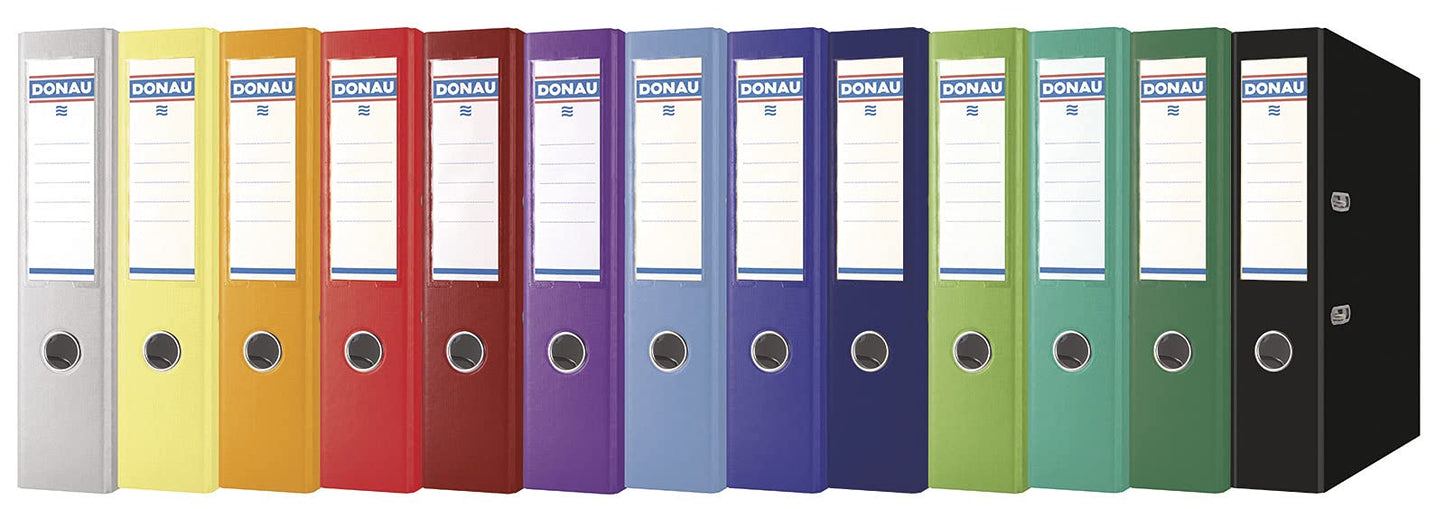 Donau Premium Wide Folder Pack of 10/DIN A4/7.5 cm/10 Pieces/Black/Plastic Cover PP/Carton Paper Slot Folder Office Folder File Ring Binder/Green Dot - 3975001PL-01