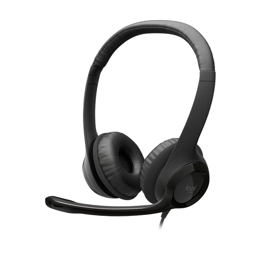 Logitech H390 Wired Headphones for PC/Laptop, Stereo Headphones with USB-A Noise Canceling Microphone, Inline Controls, Chromebook Compatible - Black - 981-000406