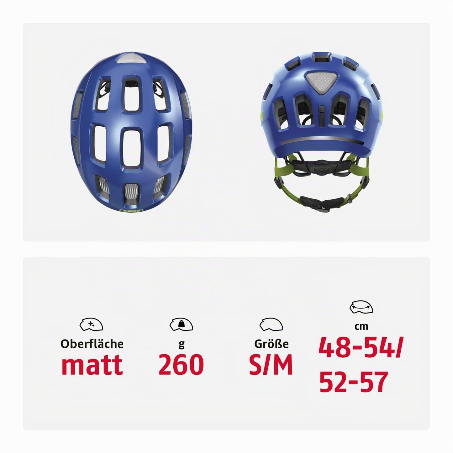 ABUS Youn-I 2.0 bicycle helmet - with light for children, teenagers and young adults - for girls and boys - blue (sparkling blue), size S - 40158