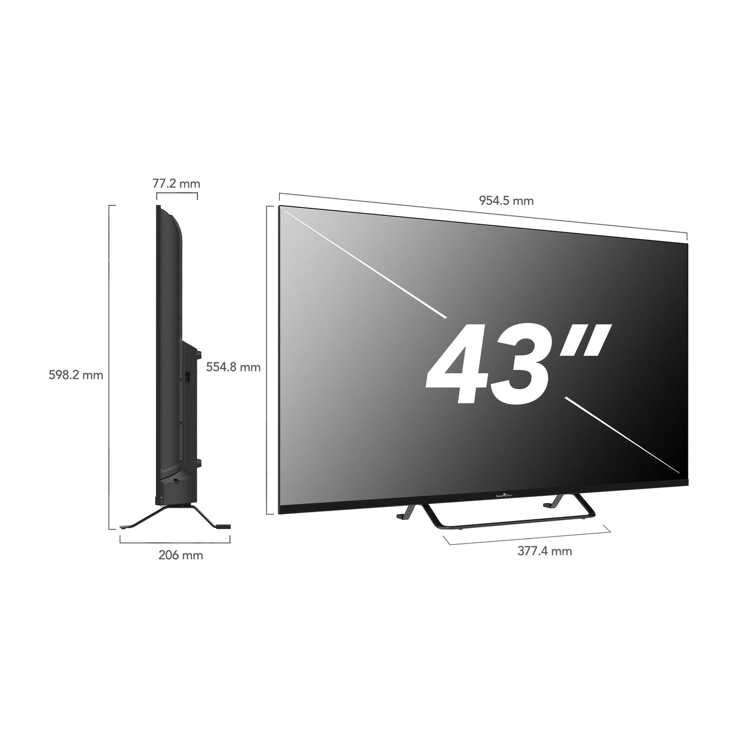 Smart Tech 43FV02V TV 43 inch Smart TV VIDAA - TV with Full HD resolution and triple tuner, LED TV (2026)