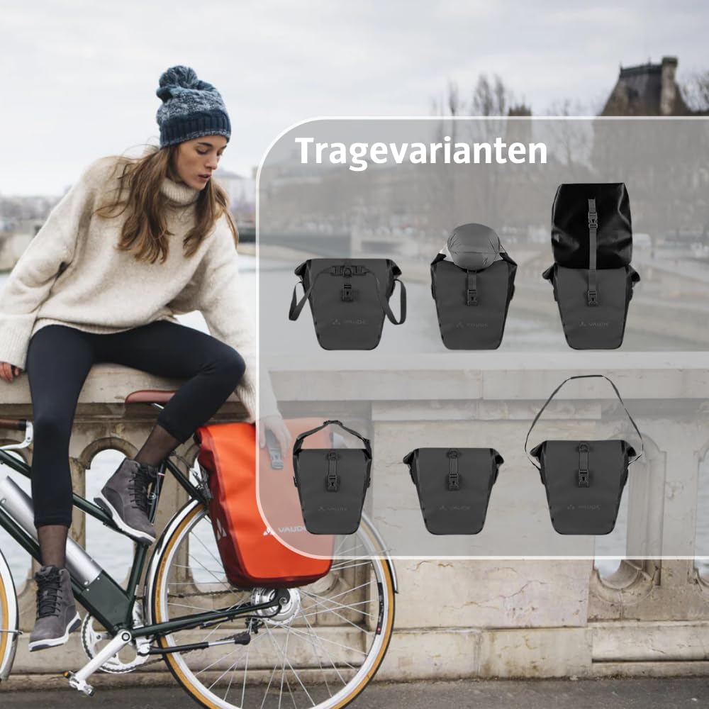 VAUDE bicycle bag for luggage rack Aqua Back Single 1 x 24 L in blue, rear wheel bag waterproof, bicycle luggage rack bag at the back, easy to attach - Made in Germany - 12413