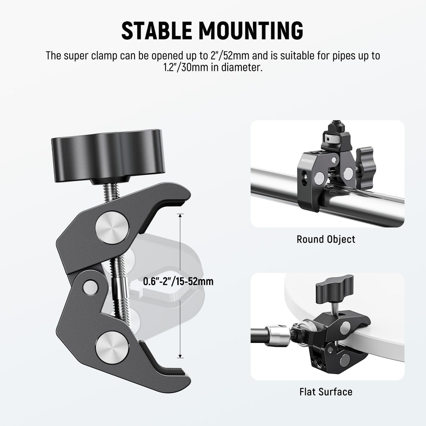 NEEWER 7" Articulated Magic Arm Clamp Mount with Super Clamp Camera Monitor Mount 1/4" 3/8" Positioning Pins Holes for DSLR Action Camera Video Light Compatible with SmallRig Cage, ST07C