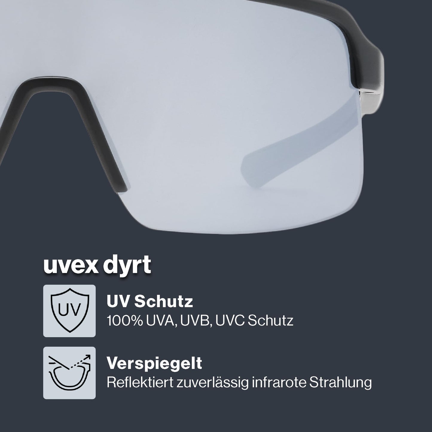 Uvex dyrt sports glasses, black matt/silver mirror, one size - S533095