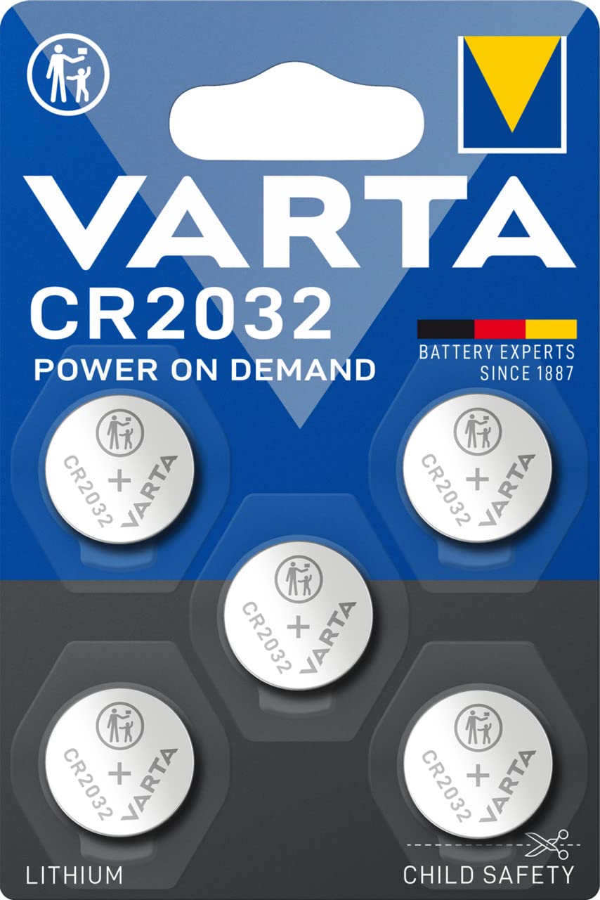 VARTA batteries button cells CR2032, 50 pieces, power on demand, lithium, 3V, safety-sealed packaging, for smart home devices, car keys and other applications - 6032101401