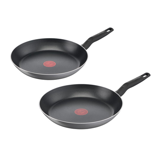 Tefal Easy Cook & Clean pan set 24/28 cm, non-stick coating, frying pans, thermo signal at ideal frying temperature, NOT suitable for induction, easy to clean, Made in France, B5559033