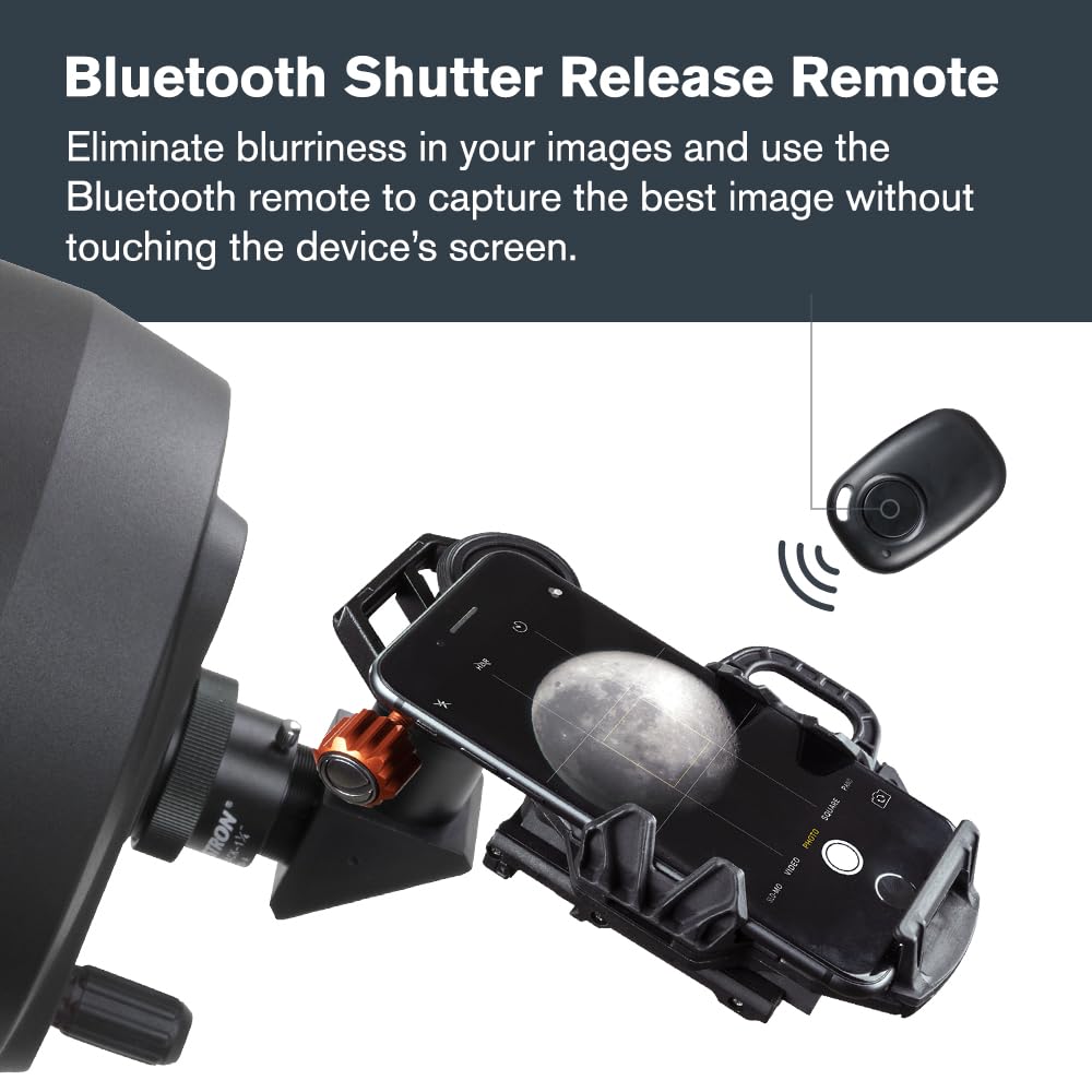 Celestron 81038 NexGo DX Universal Digiscoping and Astroimaging Smartphone Adapter Kit with Bluetooth Remote - Connects Your Smartphone Camera to an Eyepiece to Capture Images and Video, Black