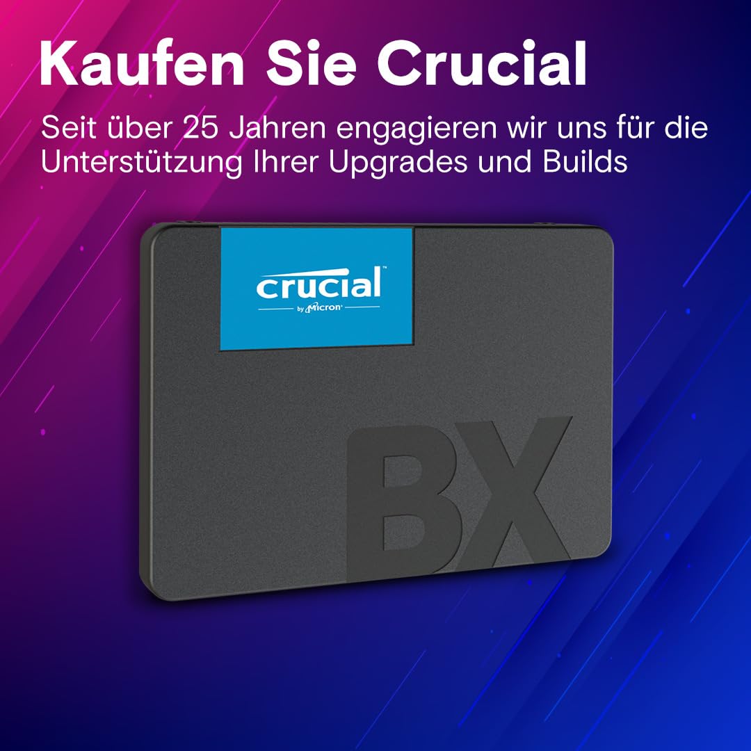 Crucial BX500 SATA SSD 2TB, 2.5" internal hard drive, up to 540 MB/s, 2TB SSD compatible with laptop and desktop (PC), 3D NAND, dynamic write acceleration - CT2000BX500SSD101