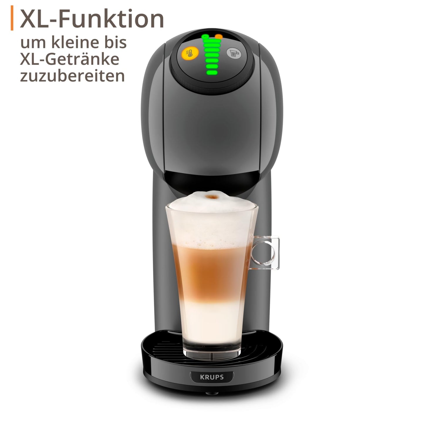 NESCAFÉ Dolce Gusto Genio S by KRUPS, coffee capsule machine, 15 bar, ultra-compact, high pressure, over 30 coffee creations, selectable drink size, auto shut-off, anthracite, KP243B