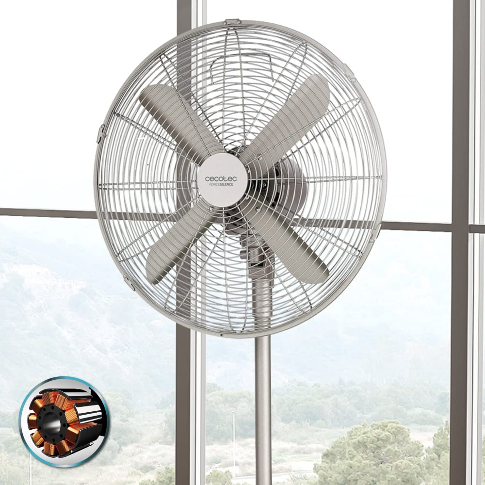 Cecotec pedestal fan EnergySilence 610 Steelstyle. 50W, steel finish, 16" diameter with 4 blades, 3 speeds, oscillation, height adjustable, maximum safety - 08234