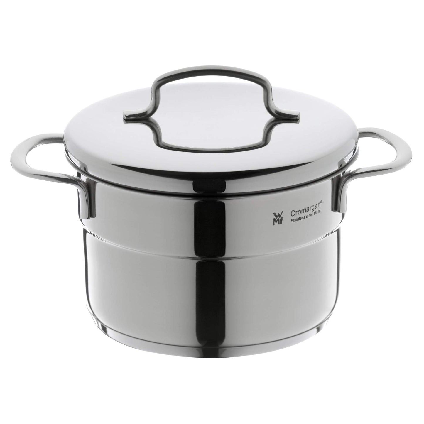 WMF mini cooking pot small 14cm, metal lid, meat pot induction 1.3l, Cromargan stainless steel, stackable, for small portions, single household - 0714776040