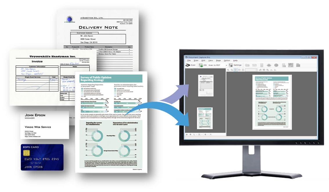 Workforce DS-410: Scanner de birou compact A4 cu alimentare de hârtie, alimentator automat de documente pentru 50 de foi și software Epson Document Capture Pro. - B11B249401