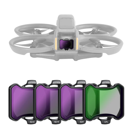 NEEWER CPL + ND filter set compatible only with DJI Avata 2, pack of 4 multi-coated HD neutral density filters (ND8/16/32) circular gray filter polarizing filter drone accessories, compatible with gimbal protection - FL-A39