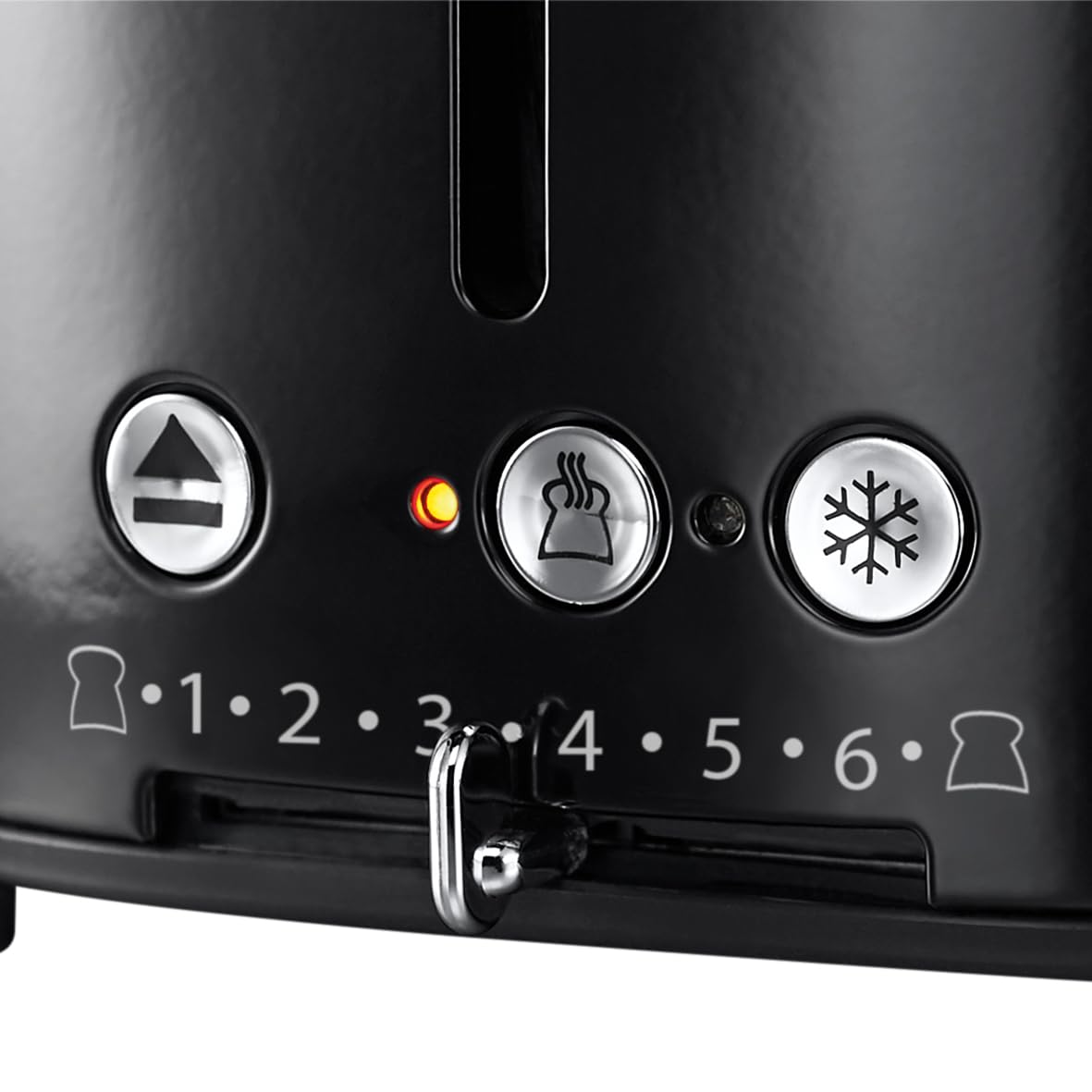 Russell Hobbs Toaster [for 2 slices] Retro Stainless Steel Black (Countdown display in retro design, includes bun warmer, 6 browning levels + defrost & reheat function, 1300W) Vintage 21681-56