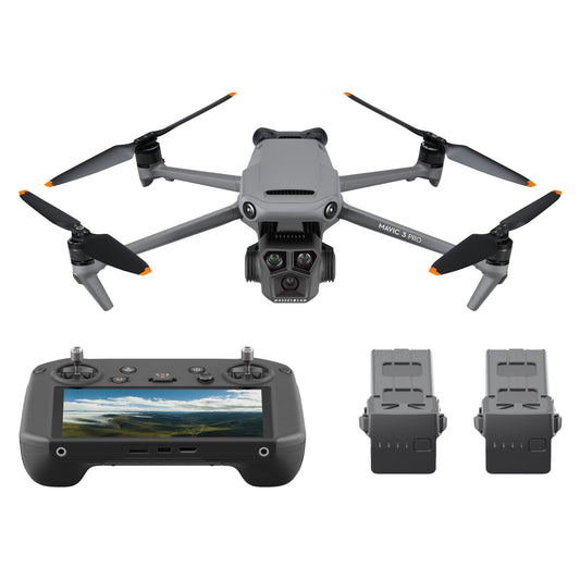 DJI Mavic 3 Pro Fly More Combo with DJI RC Pro (bright display), 4/3 CMOS Hasselblad camera, three Intelligent Flight Batteries, charging station, ND filter set, camera drone for adults - CP.MA.00000662.01