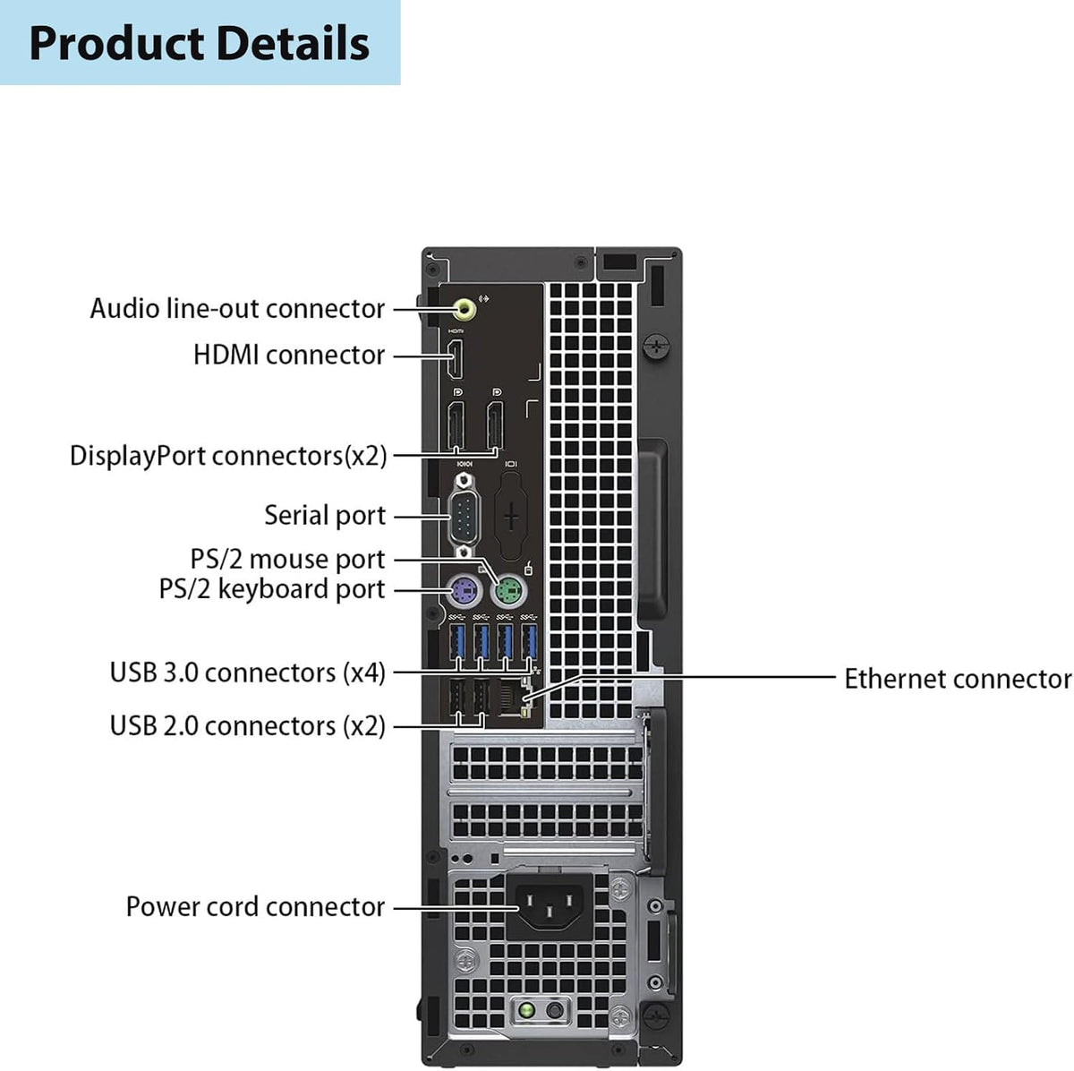DELL Optiplex 7050 SFF Desktop PC, Intel Core i5-7500, 8 GB RAM, 256 GB SSD, WiFi, Bluetooth, US QWERTY keyboard, Windows 11 Pro (Refurbished)